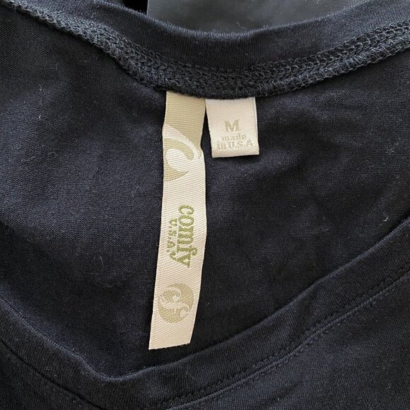 COMFY USA Long Sleeve Elastic Balloon Hem Black Midi Dress Lagenlook Size Medium - Picture 7 of 8